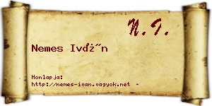 Nemes Iván névjegykártya